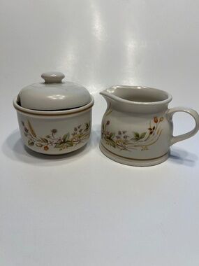 Vintage St Michael Marks & Spencer Harvest Pattern Sugar Bowl  w/Lid & Milk Jug